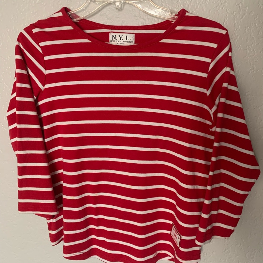N.Y.I., petite small, red and white striped